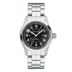 38mm Khaki Field Automatic Watch with Black Dial in Stainless Steel, Bracelet