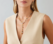 Africa 0.10ct Diamond Mixed Gemstone Lariat Necklace in 18K Yellow Gold