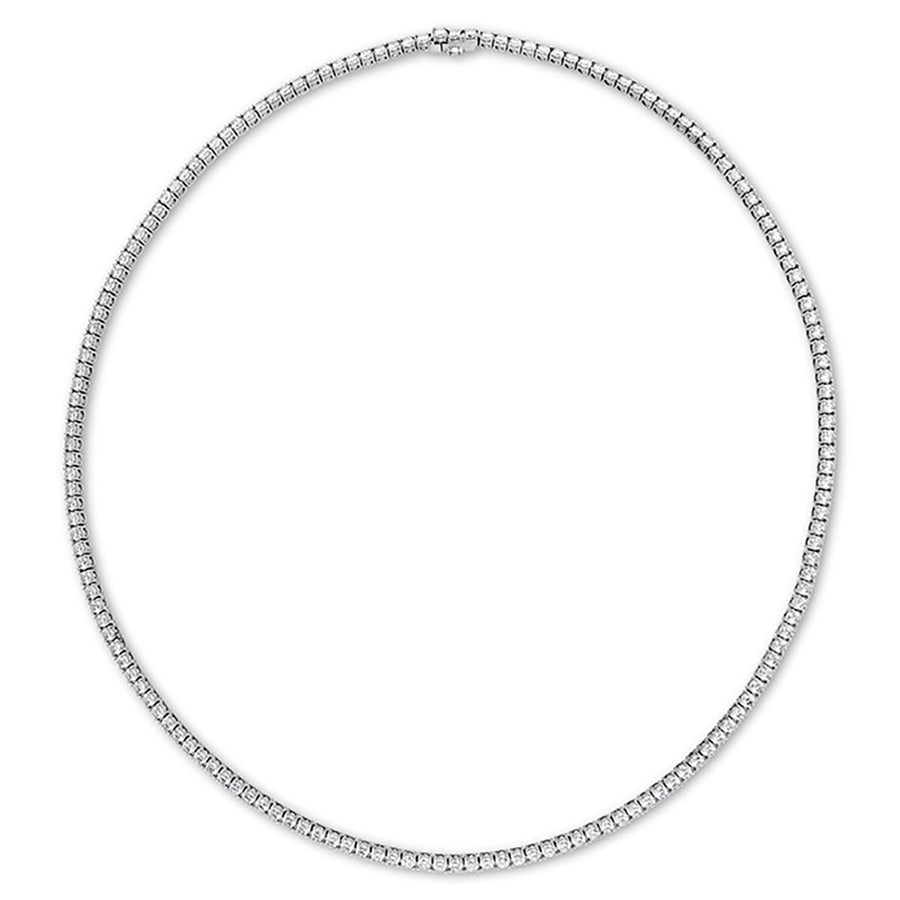 Uniform Line 7.91-8.28ct Diamond Necklace in 18K White Gold, 16.5"