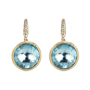 Jaipur Diamond and Blue Topaz Drop Earrings in 18K Yellow Gold
