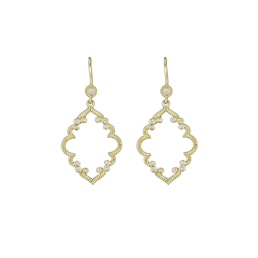 Diamond Accented Drop Earrings in 18K Yellow Gold
