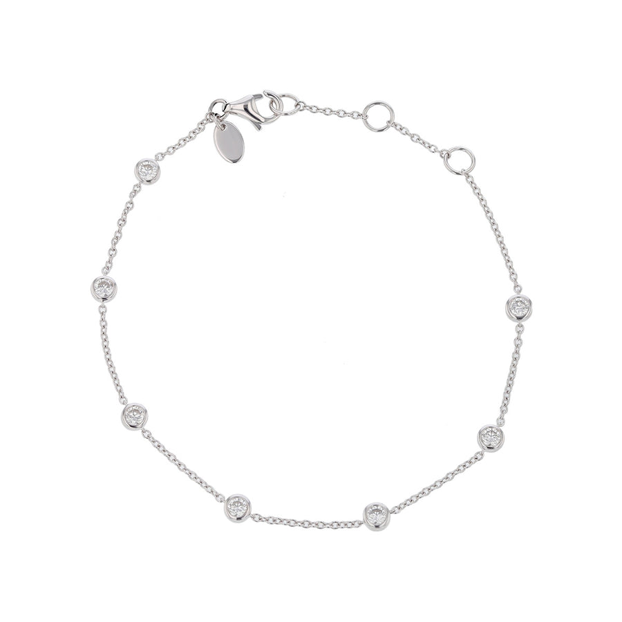 Cascade 0.53-0.61ct Diamond Station Bracelet in 18K White Gold, 7"