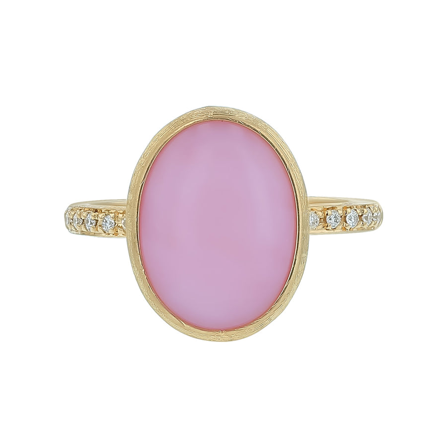 Siviglia Pink Opal and 0.07ct Diamond Ring in 18K Yellow Gold, size 7