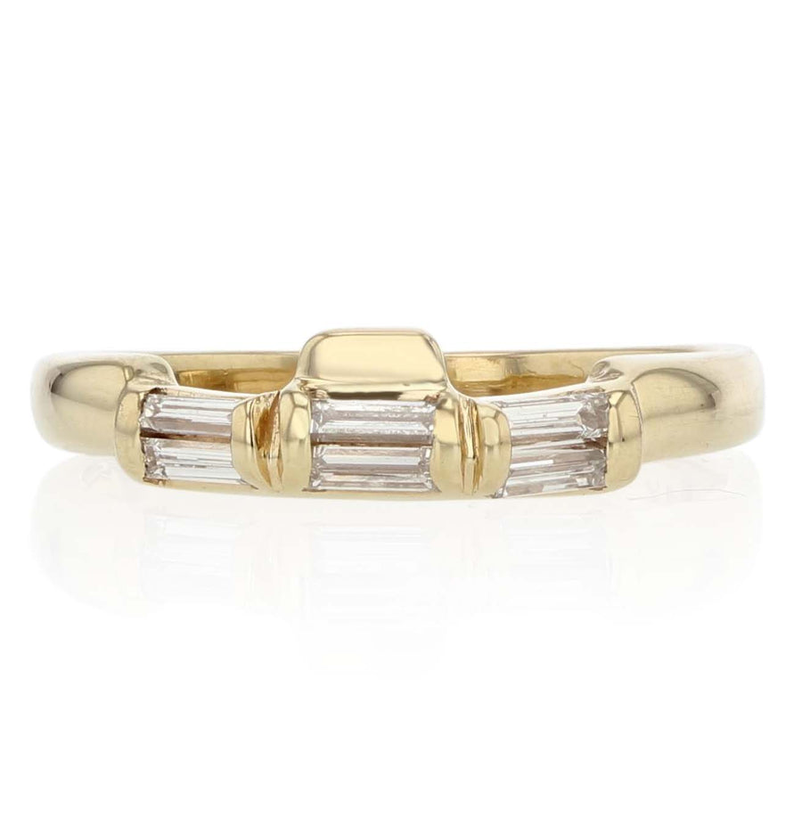 14K Yellow Gold 0.30ct Baguette Diamond Band, size 6.5