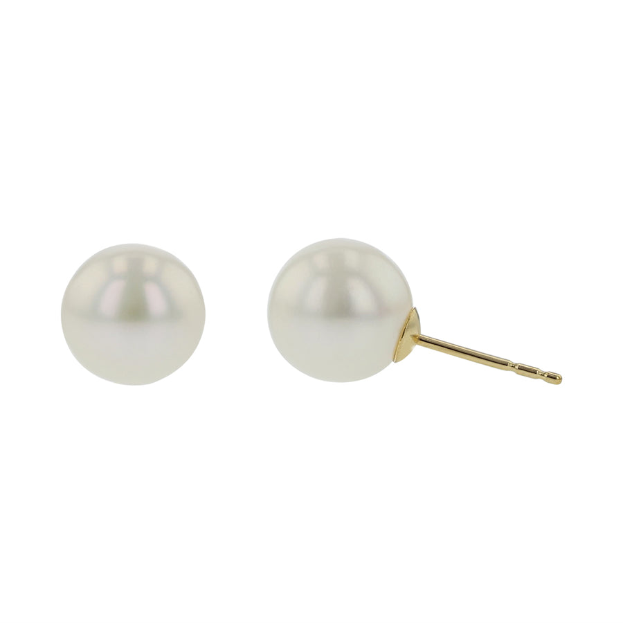 9mm Cultured Pearl Stud Earrings in 14K White Gold