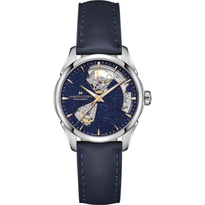 36mm Jazzmaster Open Heart Automatic Watch with Blue Dial in Stainless Steel, Strap