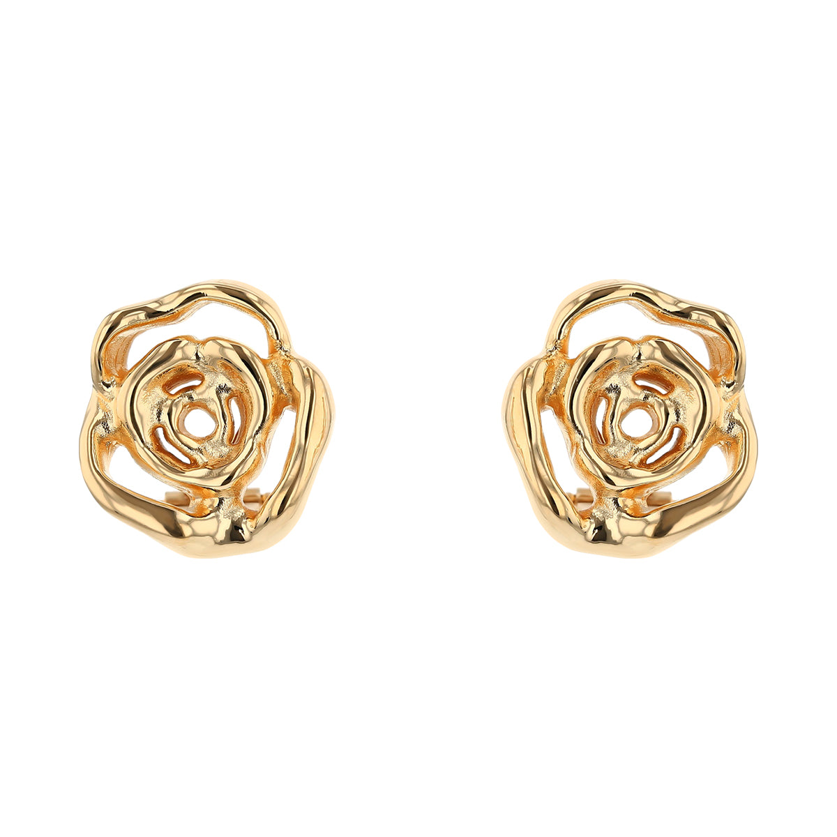 Oro Classic Flower Earrings in 18K Yellow Gold