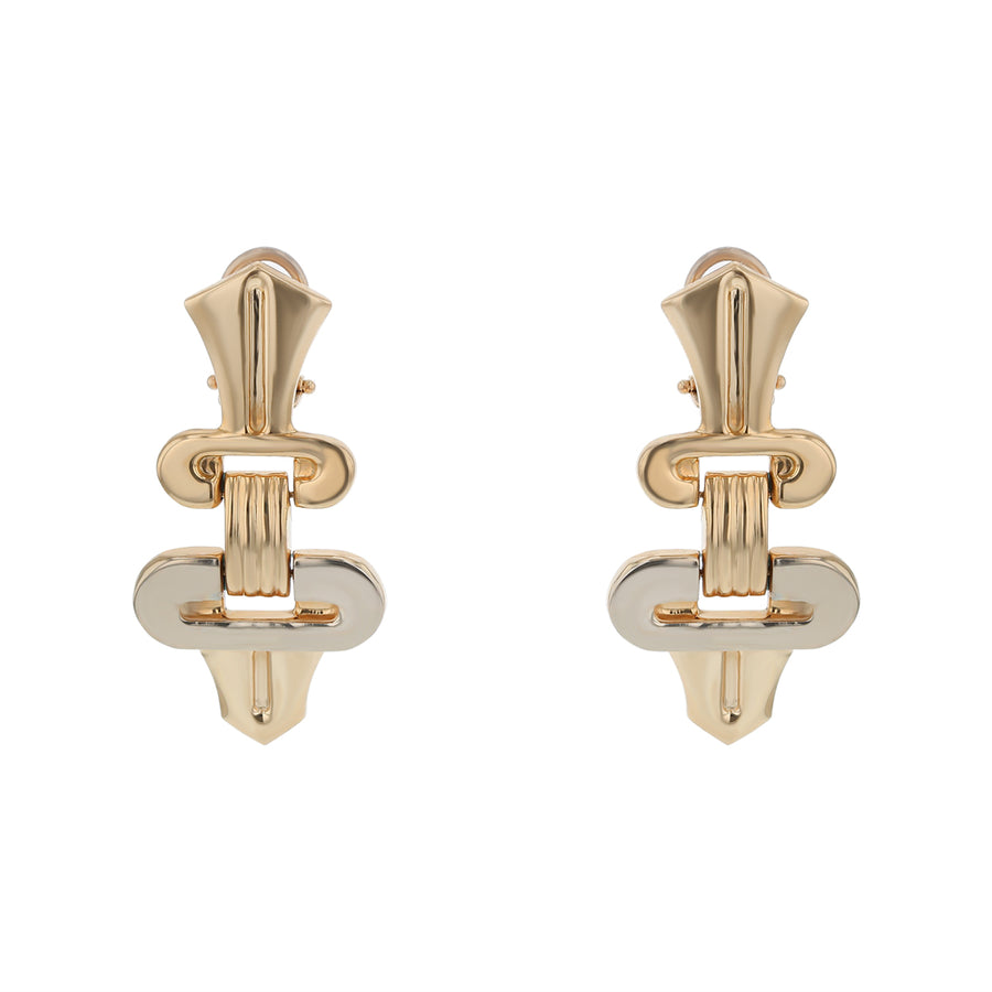 Door Knocker Omega Back Drop Earrings in 14K Yellow Gold