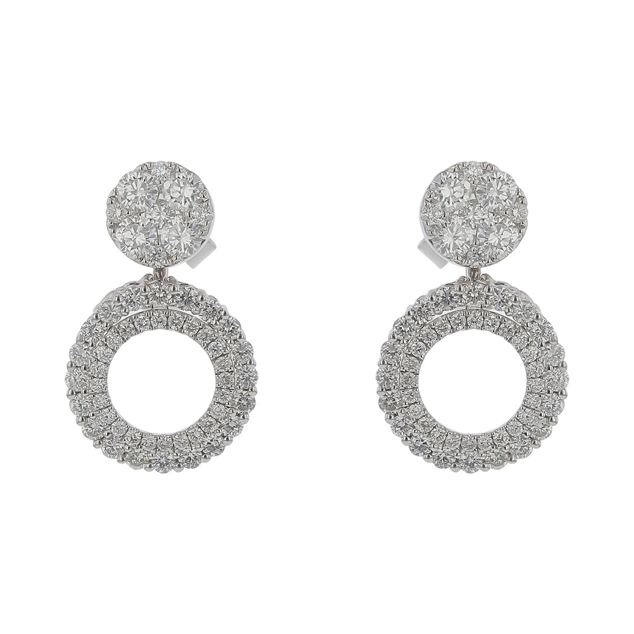 1.87ct Diamond Prong Set Stud Earrings in 14K White Gold with 2 Way Jackets