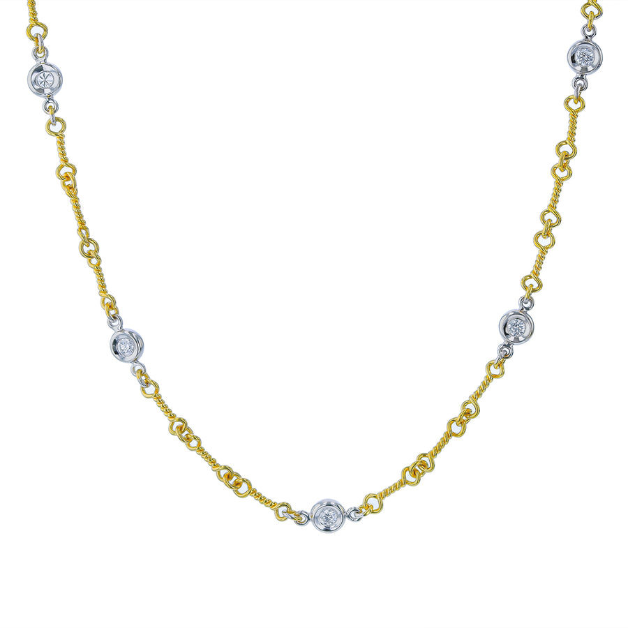 Roberto Coin 0.35ct Diamond Station Necklace in 18K Yellow Gold, 18"