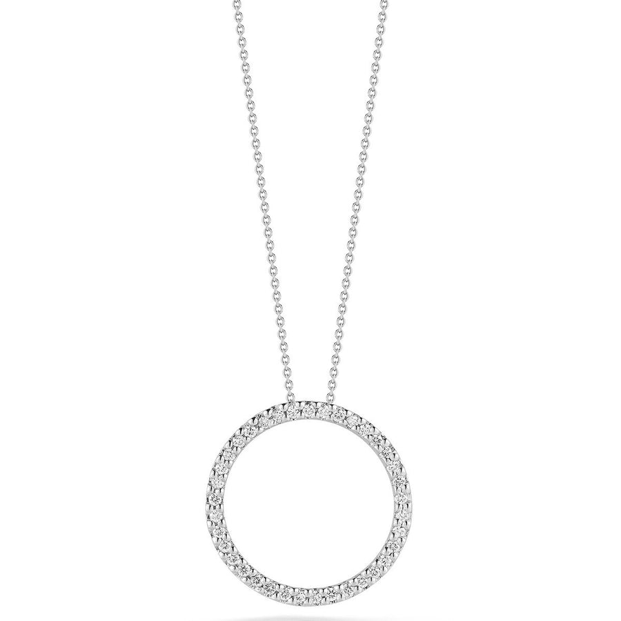 Tiny Treasures 0.26ct Diamond Circle Pendant in 18K White Gold, 18" chain