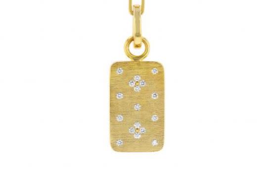 Venetian Princess 0.15ct Diamond Dog Tag Pendant in 18K Yellow Gold without chain