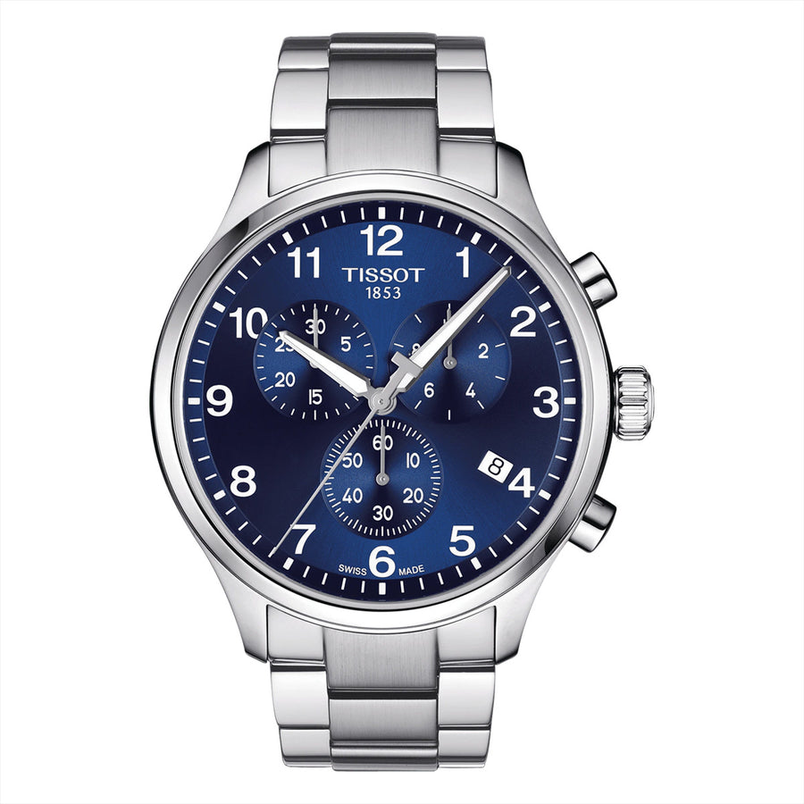 45mm Chrono XL Classic Watch with Blue Dial in Stainless Steel, Bracelet