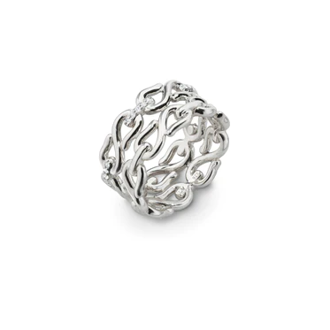 White Sapphire Stacked Ring in Sterling Silver, Size 7