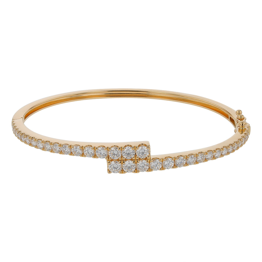 Diamond Bypass Bangle Bracelet in 18K Yellow Gold