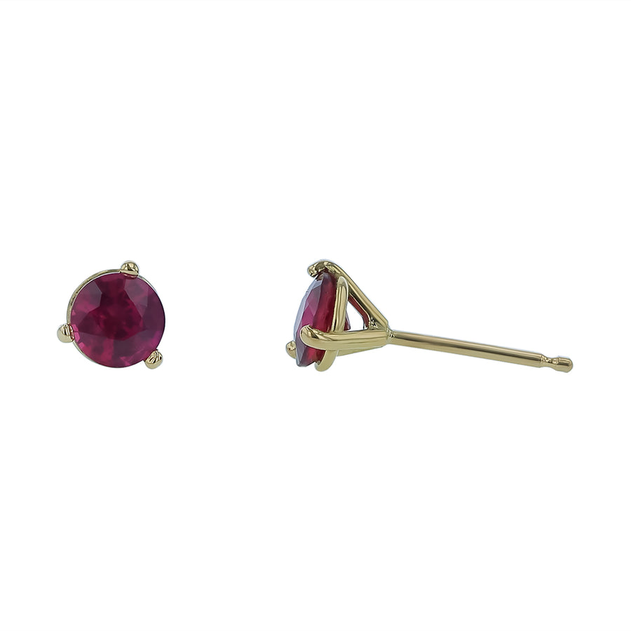 1.05ct Mozambique Ruby Stud Earrings in 18K Yellow Gold