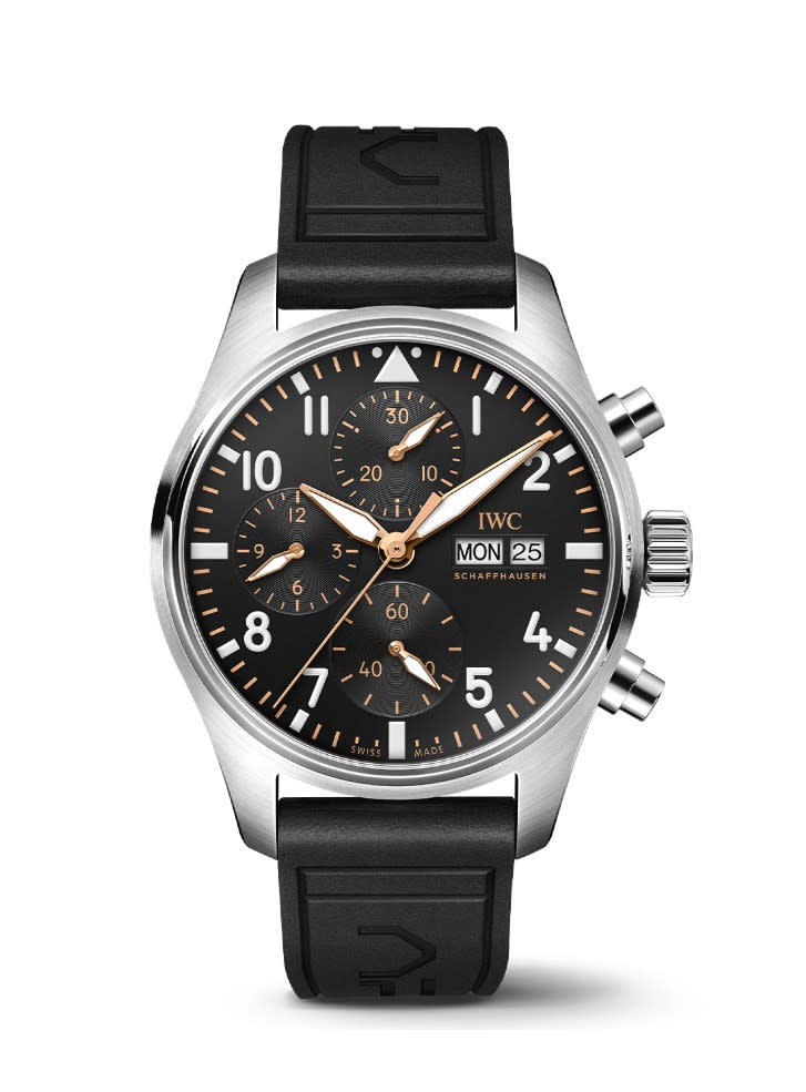41mm Pilots Watch Chronograph "APXGP" Edition Watch with Black Dial in Stainless Steel, Strap