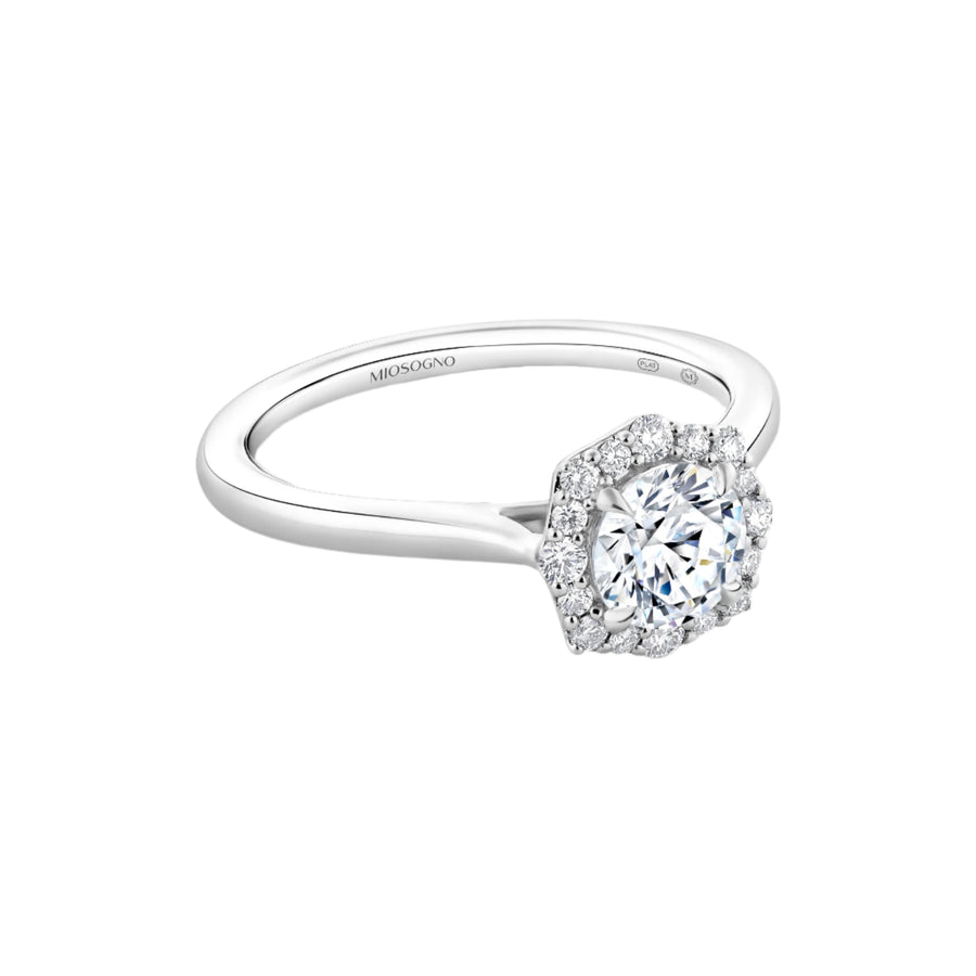 Luna 0.18ct Diamond Halo Ring Semi Mount in Platinum for 0.75ct Round Center
