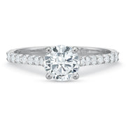 New Aire 0.26ct Diamond 4 Prong Solitaire Semi Mount Ring in 18K White Gold and Platinum with 1.00ct Round CZ Center, size 6