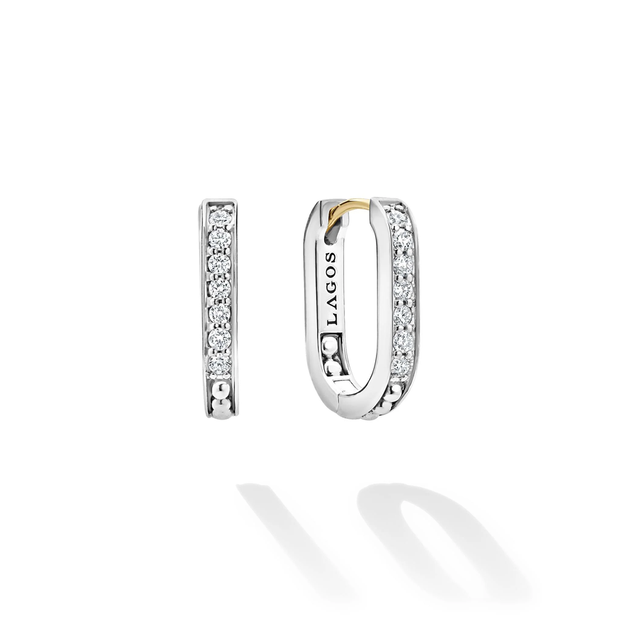 Caviar Spark 0.26ct Diamond 17x3mm Linear Hoop Earrings in Sterling Silver