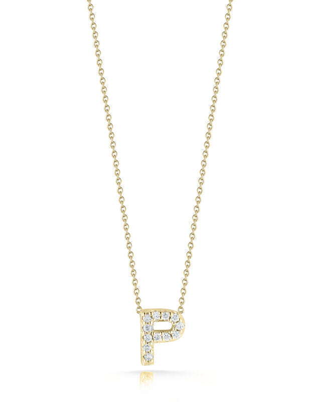 Love Letter "P" Diamond Pendant in 18K Yellow Gold, 18in