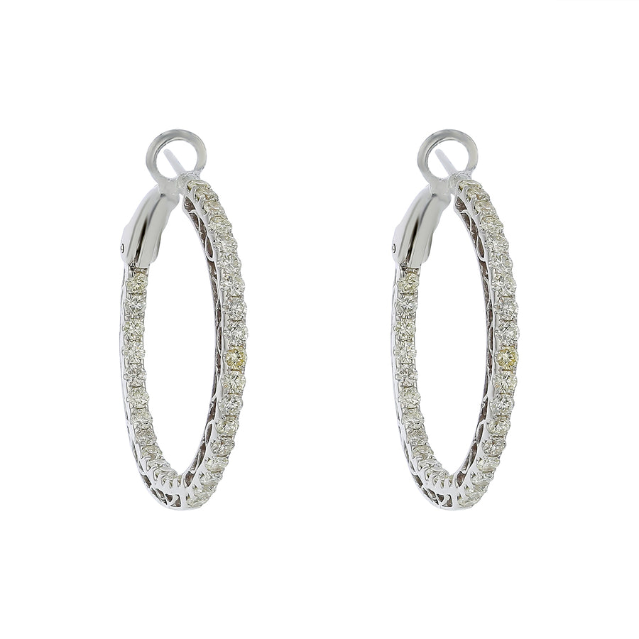 1.60ct Diamond Inside Outside Hoop Earrings in 18K White Gold