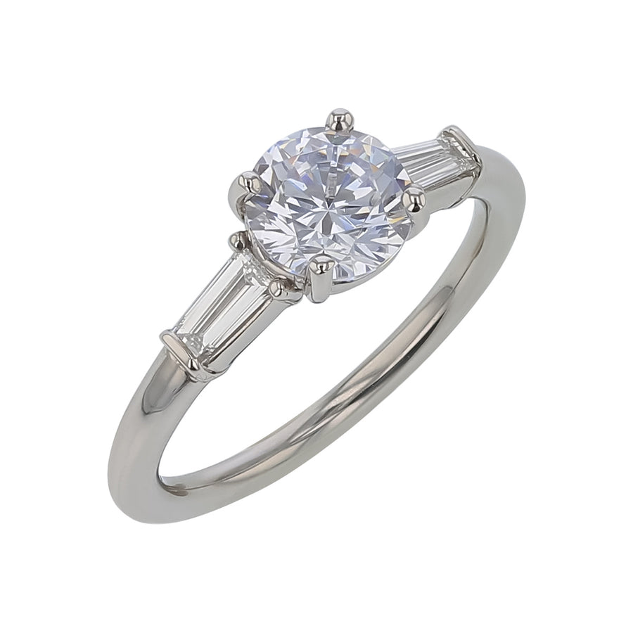 New Aire 0.29ct Diamond 3-Stone Semi Mount Ring in Platinum for 1ct Round Center, Size 6