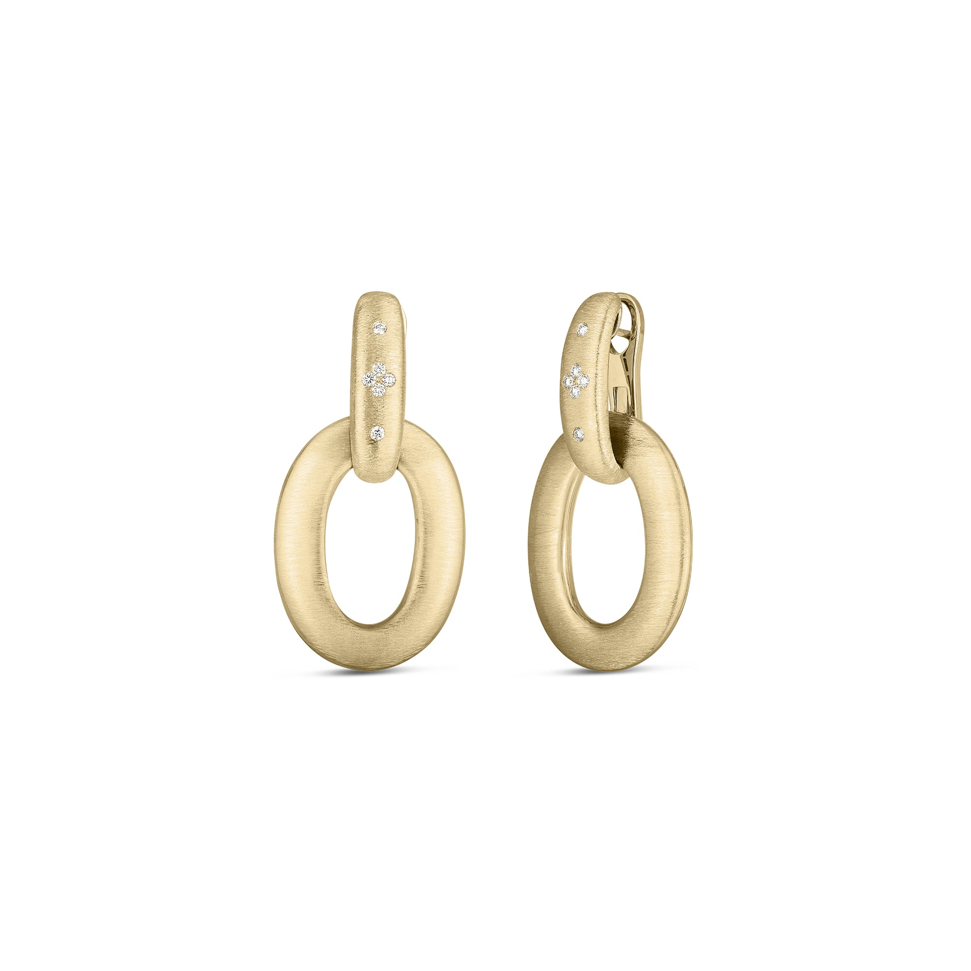Duchesa Satin Diamond Large Door Knocker Earrings in 18K Yellow Gold