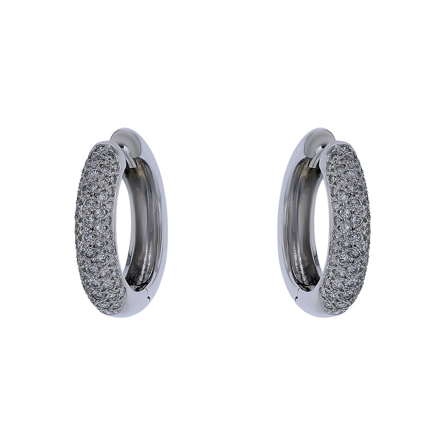 1.80ct Diamond Pave Hoop Earrings in 18K White Gold