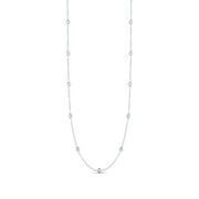 Diamond by the Yard Round Diamond 15 Station Necklace in 18K White Gold, 18in