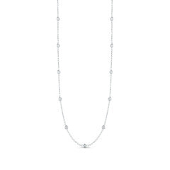 Diamond by the Yard Round Diamond 15 Station Necklace in 18K White Gold, 18in