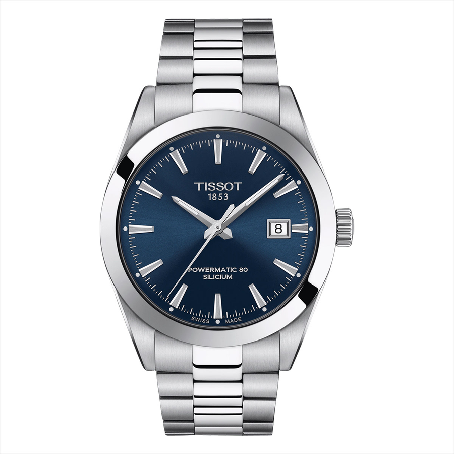40mm Gentleman Powermatic 80 Silicium Blue Dial Watch in Stainless Steel with Bracelet