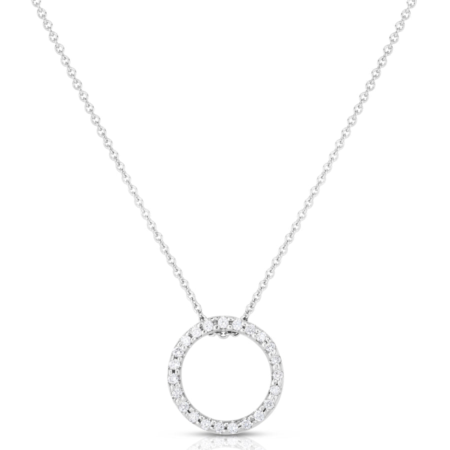 Tiny Treasures 0.10ct Diamond X-Small Circle Pendant in 18K White Gold, 18" chain