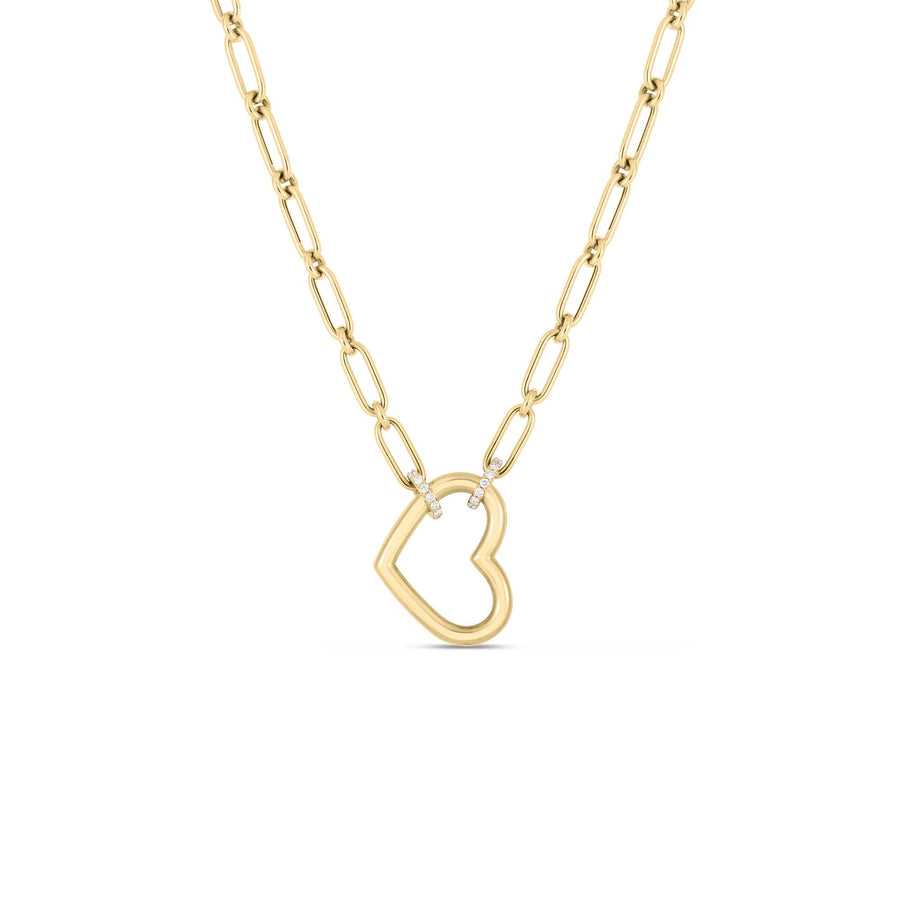 Cialoma 0.09ct Diamond Dangle Open Heart Necklace in 18K Yellow Gold, 17"
