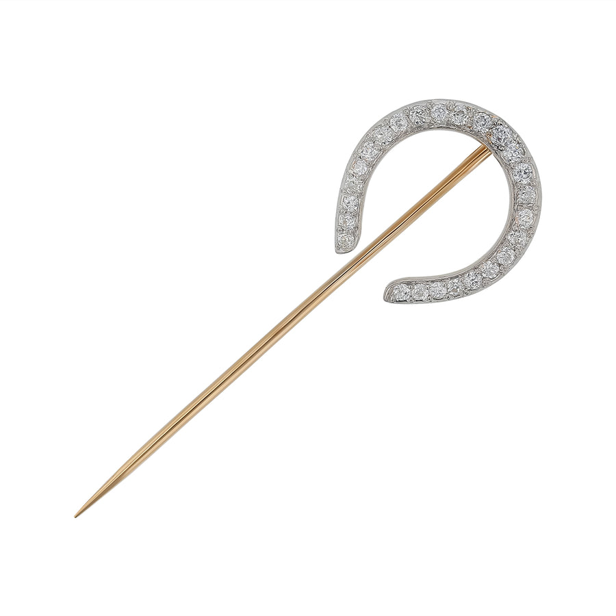 0.63ct Old European and Single Cut Diamond Stick Pin in 14K Yellow Gold