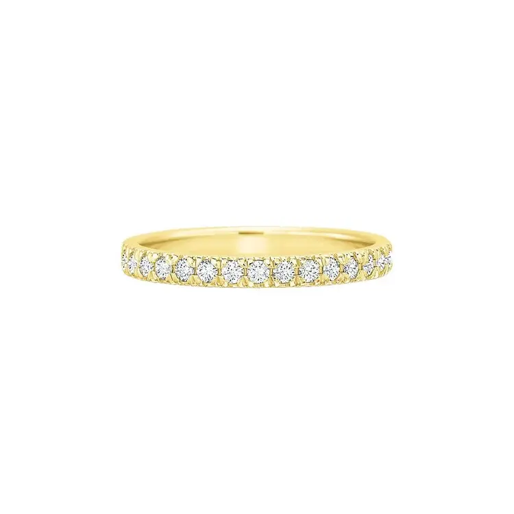 New Aire 0.25ct Diamond Split Shared Prong Half Round Band in 18K Yellow Gold, Size 6