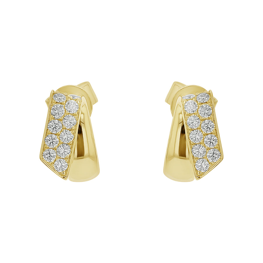 INSIDE/OUT 0.45-0.53ct Diamond Flip Huggie Hoop Earrings in 18K Yellow Gold