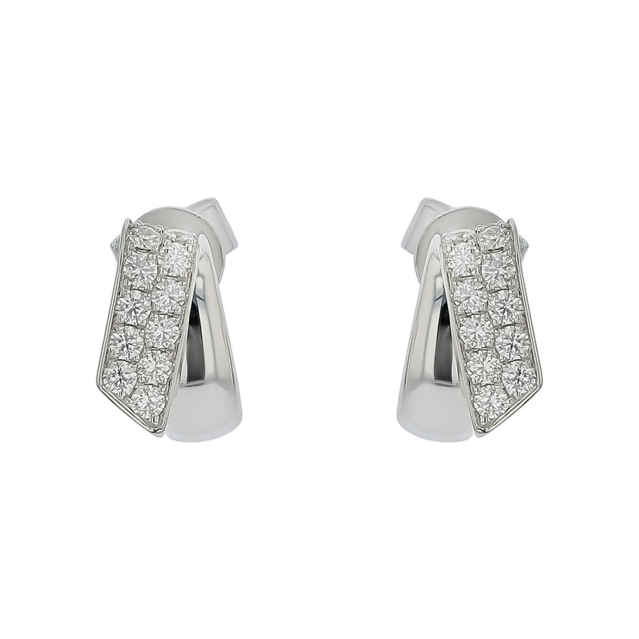 INSIDE/OUT 0.45-0.53ct Diamond Flip Huggie Hoop Earrings in 18K White Gold