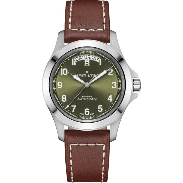 40mm Khaki Field King Watch with Green Dial in Stainless Steel, Strap