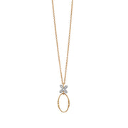 18K Yellow and White Gold Pendant with Diamond Flowers
