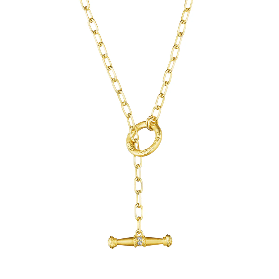 0.10ct Diamond Flat Link Necklace in 18K Yellow Gold, 18"