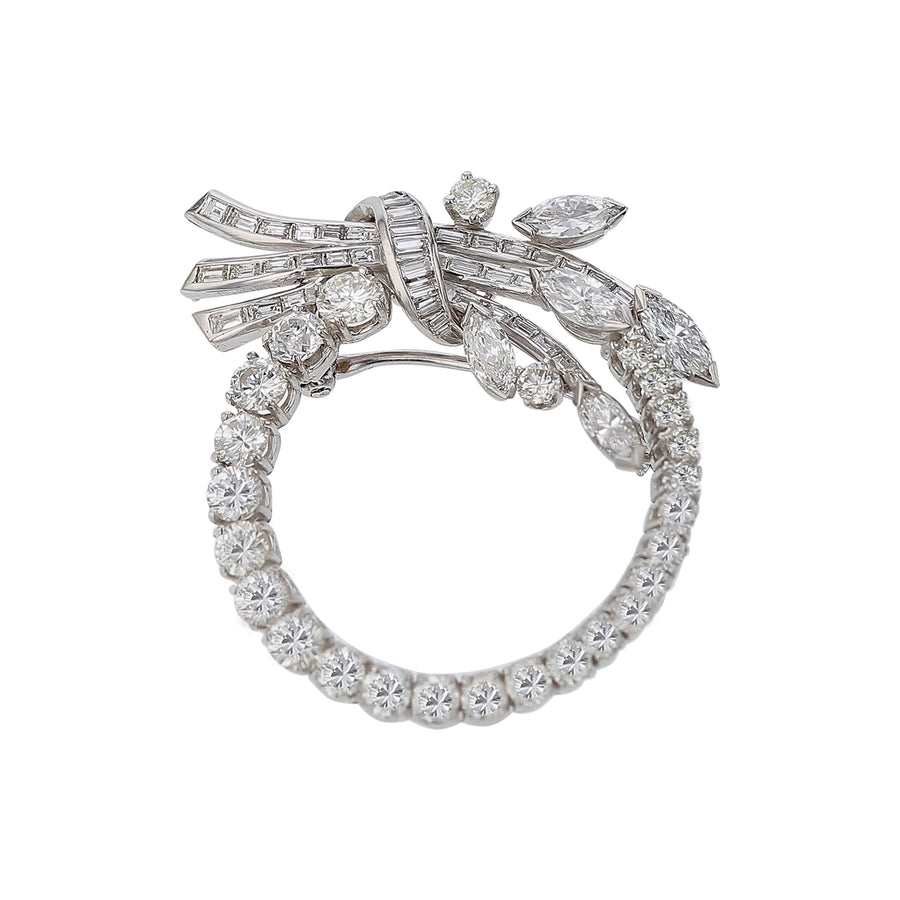 Vintage 6.50ct Diamond Brooch in Platinum Circa 1950's