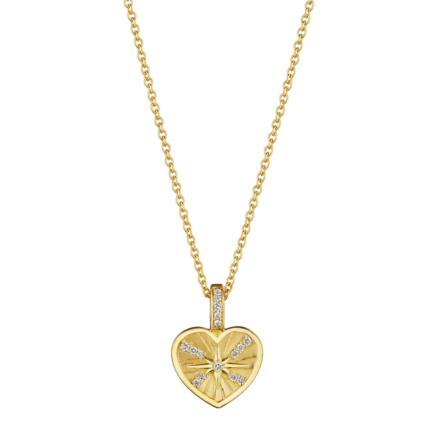 Diamond Petite Heart Pendant in 18K Yellow Gold, 18in