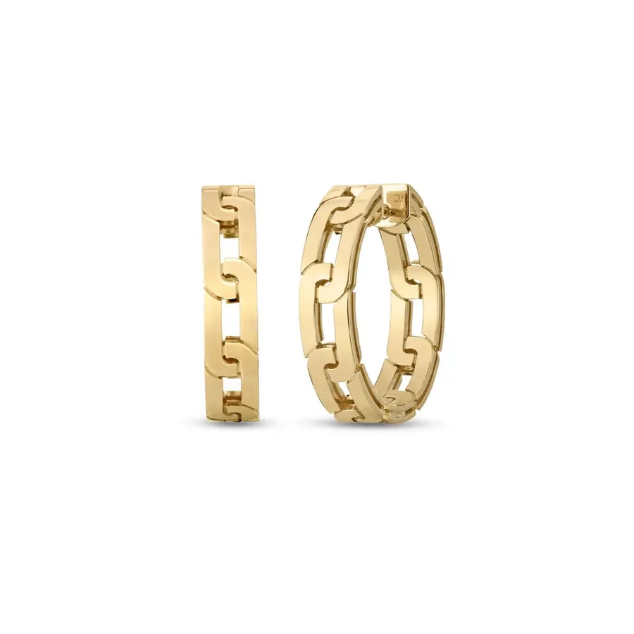 Navarra Chain Link Hoop Earrings in 18K Yellow Gold