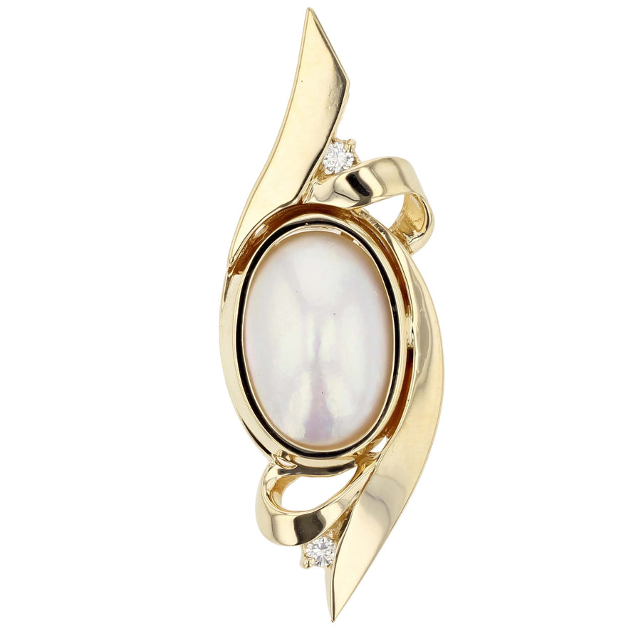14KY OV MABE PEARL 23 X 13MM, 2FC=0.12 SLIDE PENDANT