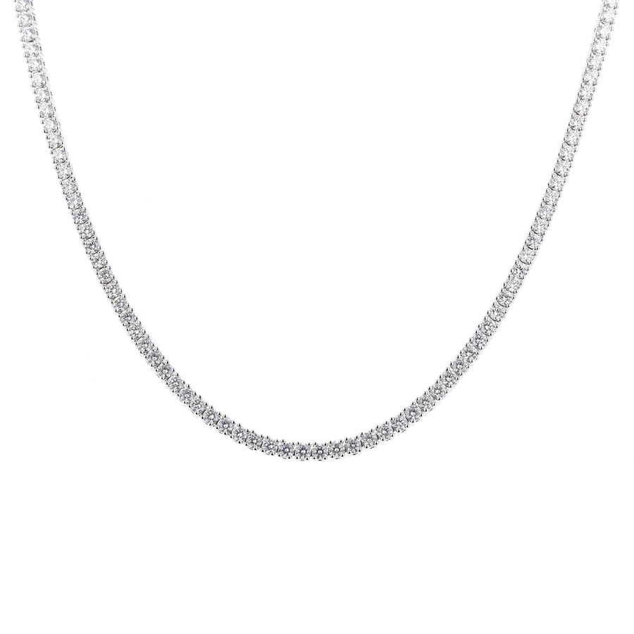 18K White Gold 5.15-5.40ct Diamond Straight 4-Prong Line Necklace, 16.5"