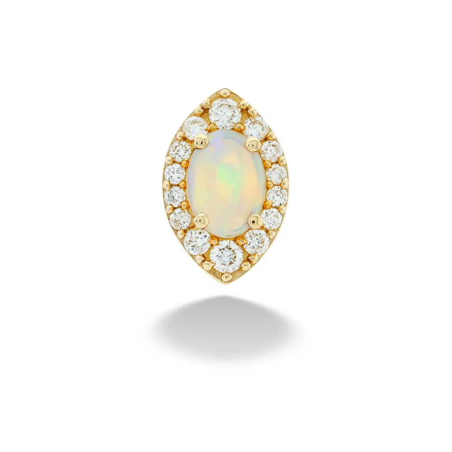 0.46ct Australian Opal and 0.25ct Diamond Halo Pendant in 14K Yellow Gold, on 18in Chain