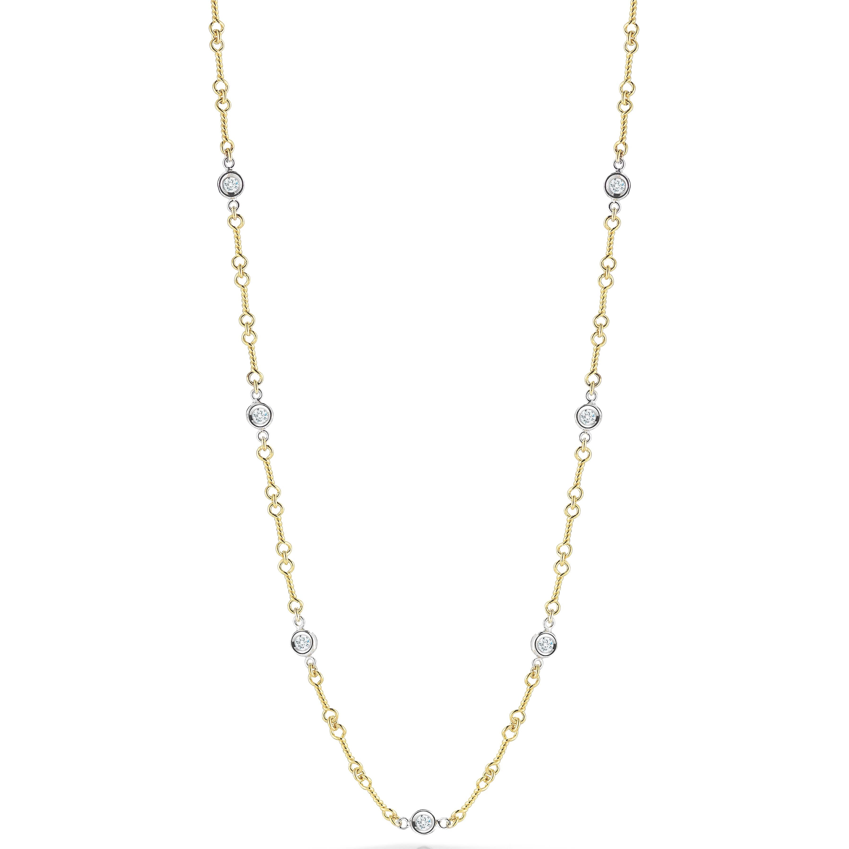 Diamonds by the Inch Diamond Station Dog Bone Necklace in 18K Yellow Gold, 18 in