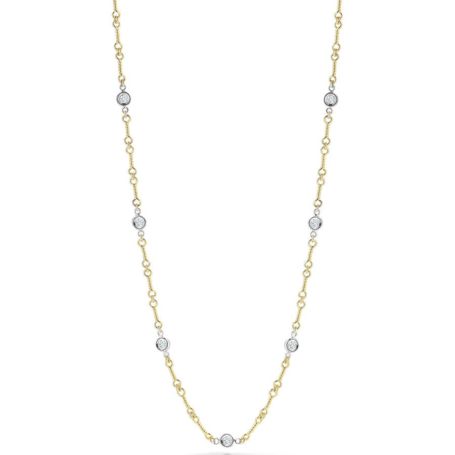 Diamonds by the Inch Diamond Station Dog Bone Necklace in 18K Yellow Gold, 18 in