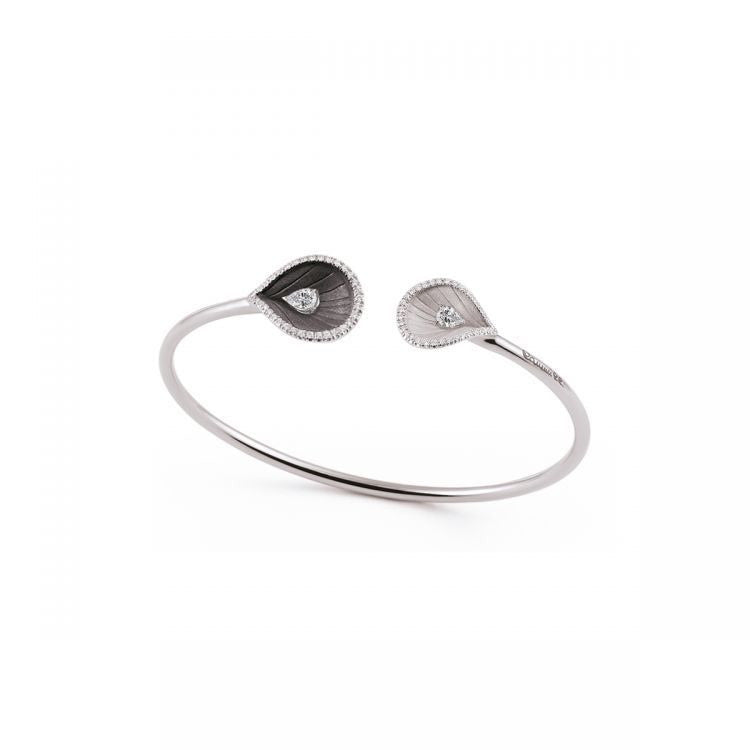 Premiere 0.49ct Diamond Bangle Bracelet in 18K White Ice and Black Lava Gold